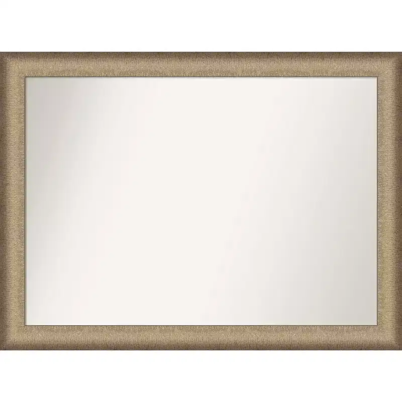 43" x 32" Non-Beveled Elegant Brushed Bronze Wall Mirror - Amanti Art: Polystyrene Frame, Includes Mount Hardware