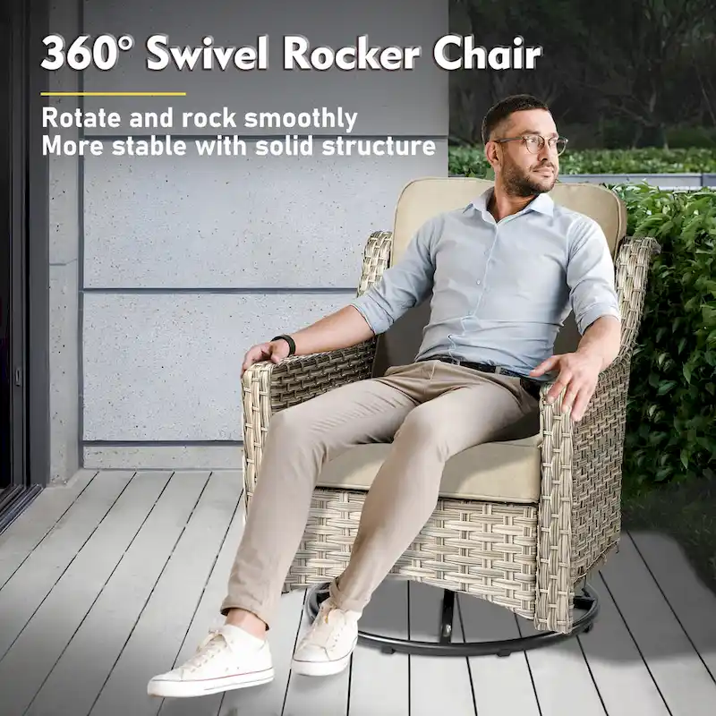 XIZZI 6-piece Patio Wicker Furniture Set with Fire Pit Table