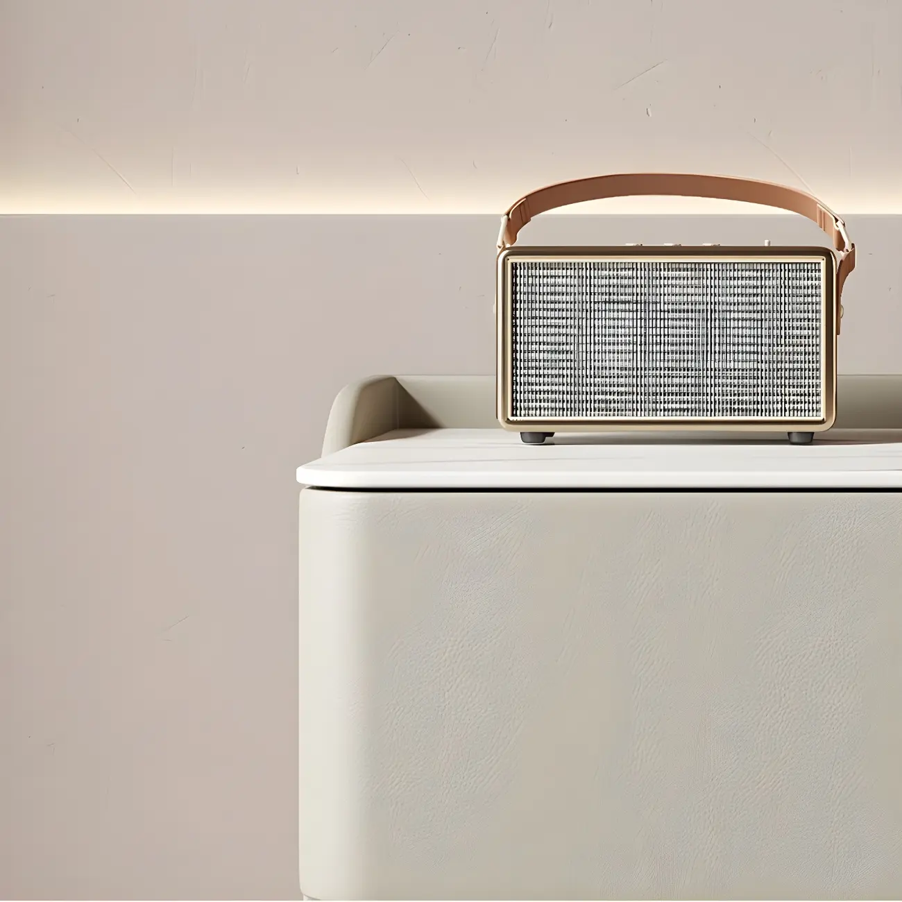 Modern Stone Top Leather Pine 2-Drawer Nightstand