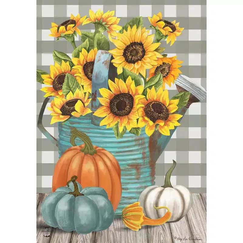 Briarwood Lane Fall House Flag 40x28 For Outdoor Sunflower Watering Can For Fall House Flag