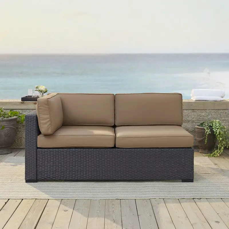 Crosley Biscayne Loveseat With Int. Arm with White Cushions