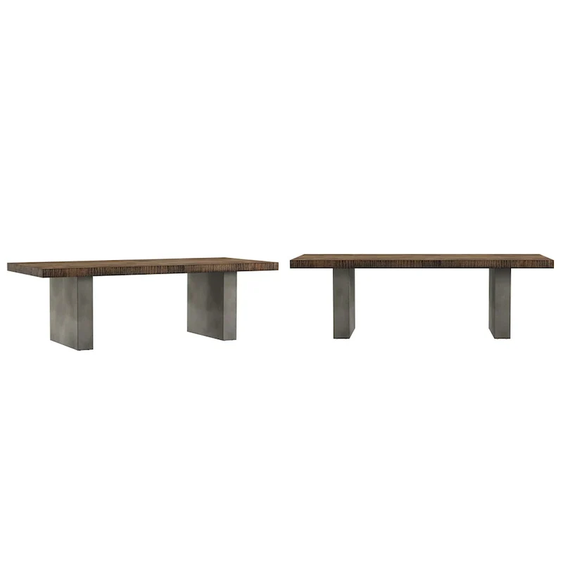Brown Industrial Reclaimed Wood & Concrete Dining Table – Seats up to 8