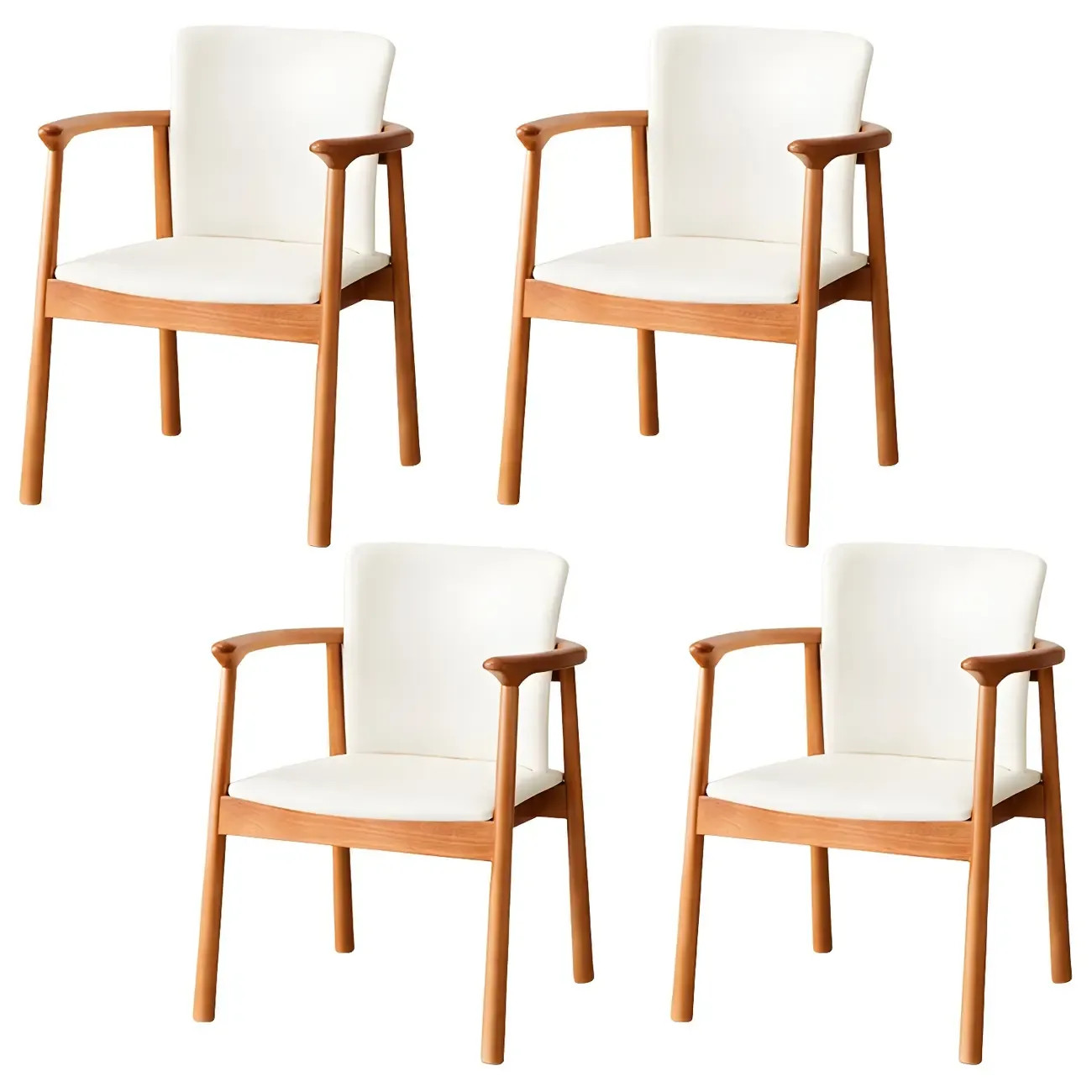 Modern Upholstered Rubberwood Arm Dining Chair Set of 2