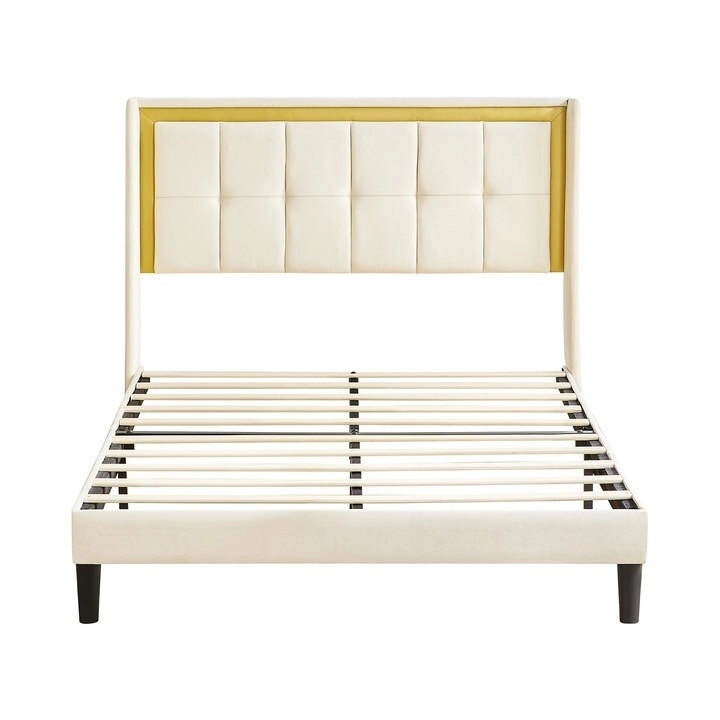 White Queen Bed Frame with High Load-Bearing Capacity