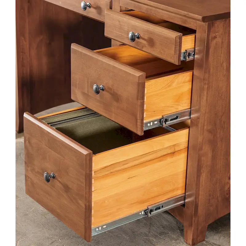 Solid Wood Desk with 4 Drawers - Natural Finish