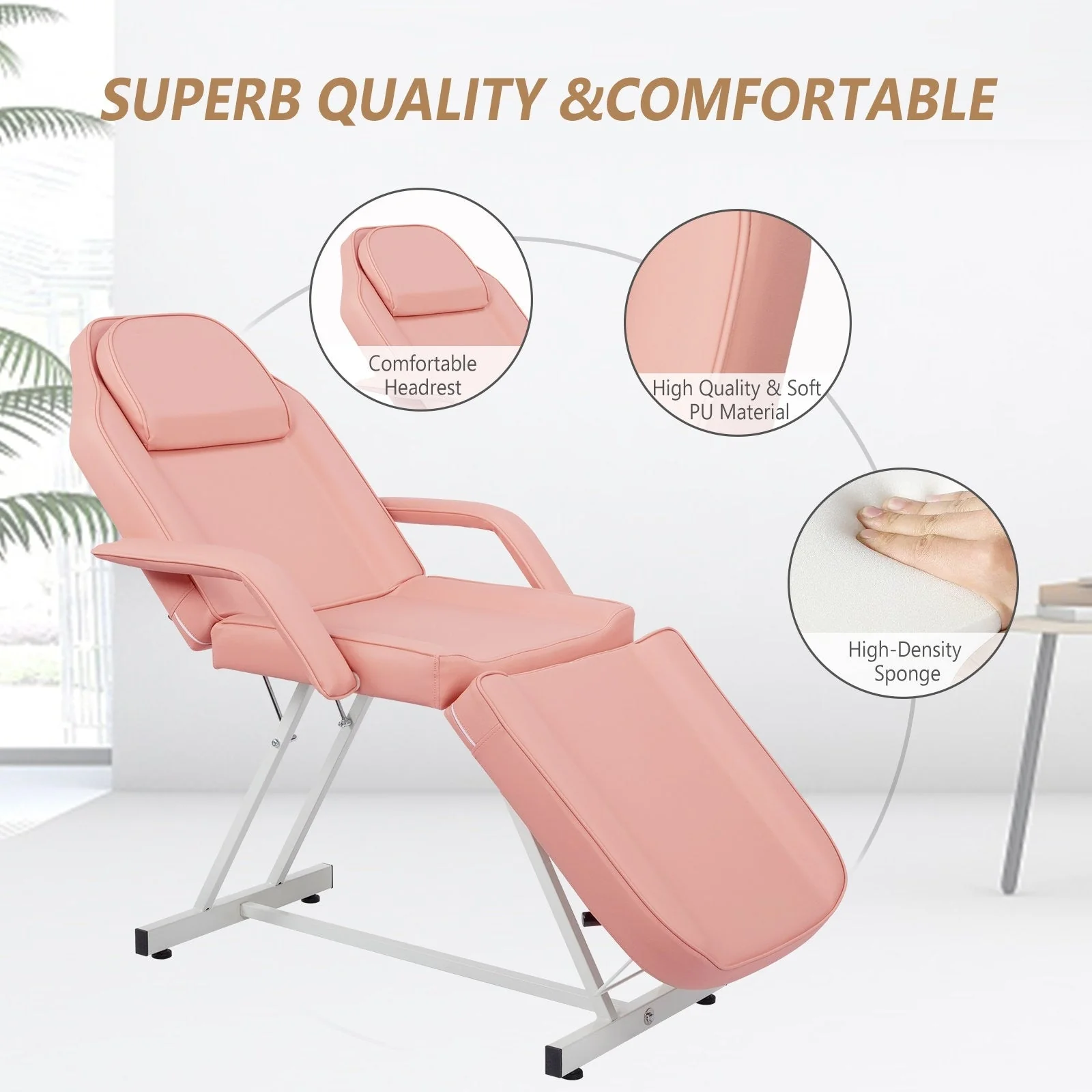 73 Adjustable Beauty Salon Spa Massage Bed Tattoo Chair with Stool
