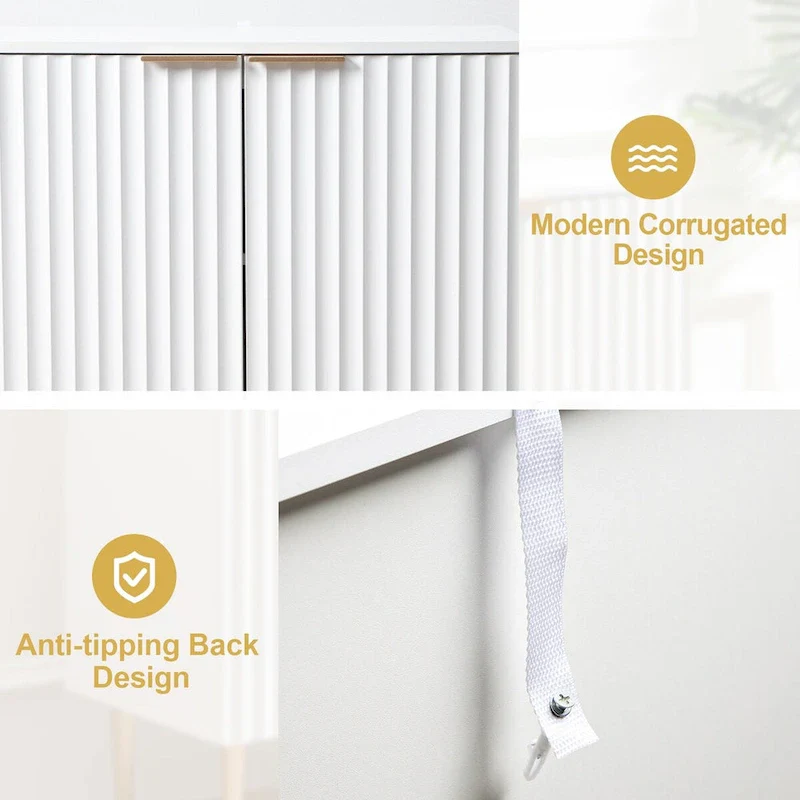 SICOTAS Sideboard Buffet Cabinet Set of 2 with Adjustable Shelves - N/A