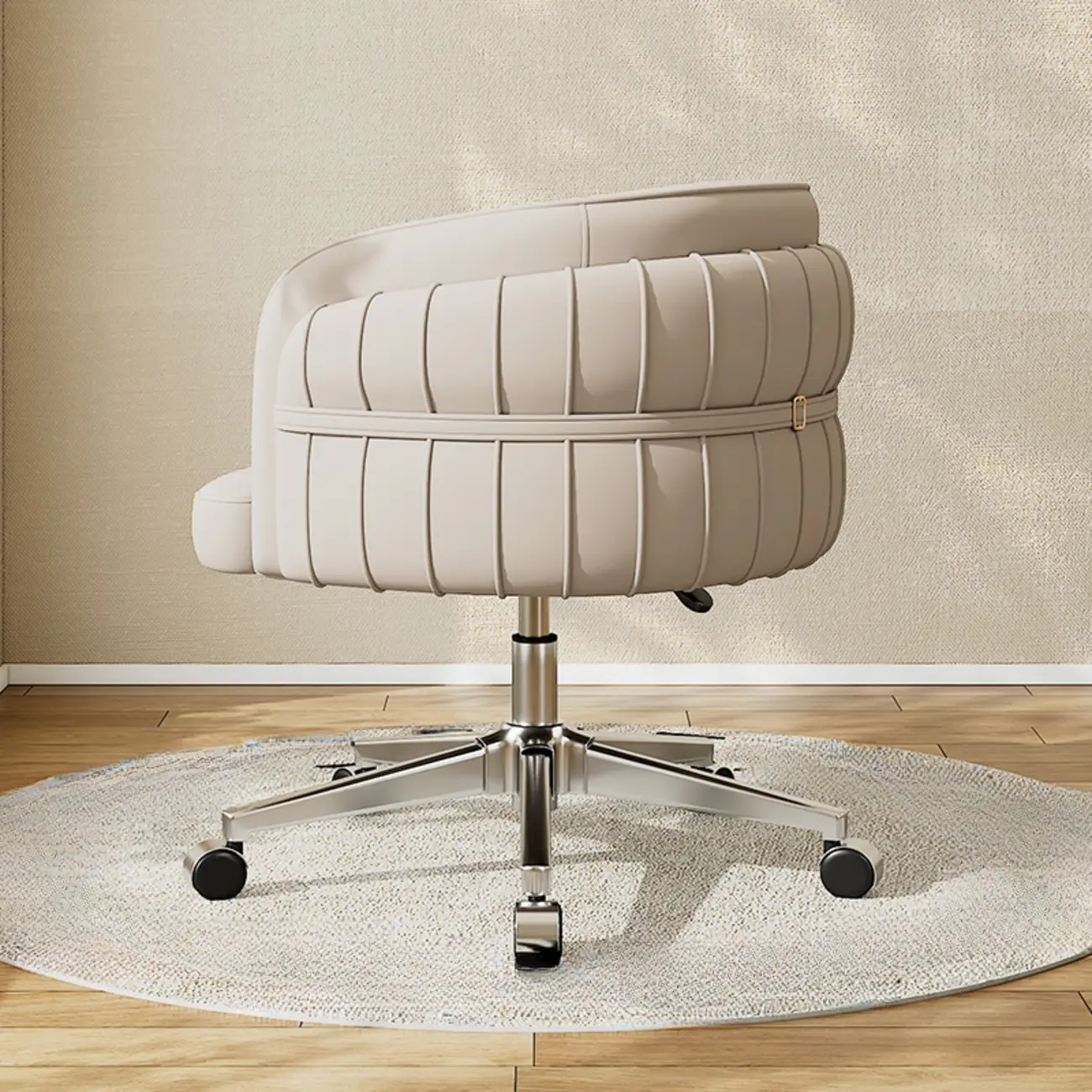 Modern Leather Low Back Ergonomic Office Chair with Wheels