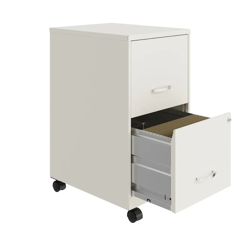 Space Solutions 18  2 Drawer Mobile Vertical File Cabinet, Pearl White