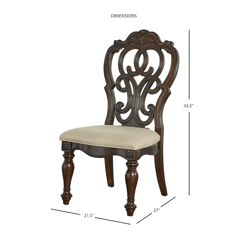 Traditional Hardwood Dining with Double Pedestal Table & Carved Chairs – Pecan, Seats up to 10