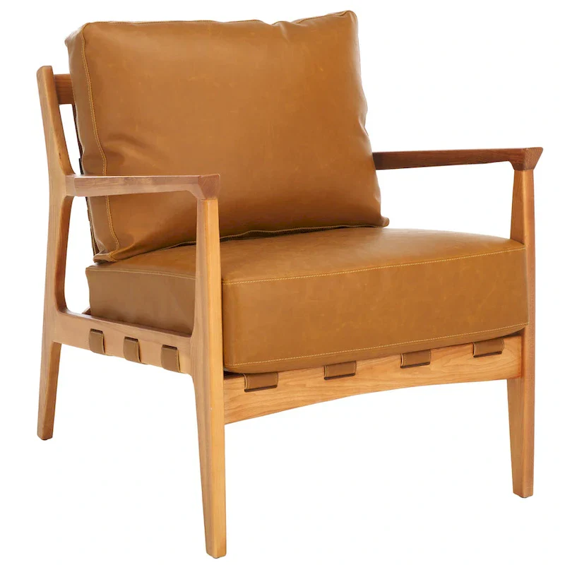 SAFAVIEH Donie Solid Wood Accent Chair with Cushion (Fully Assembled) - 28 In. W x 33 In. D x 34 In. H - 28Wx33Dx34H