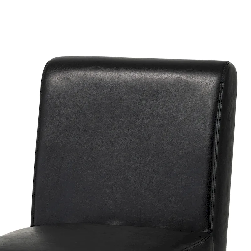 Glitzhome Set of 4 Faux Leather Upholstered Side Dining Chairs with V-shaped Wood Legs