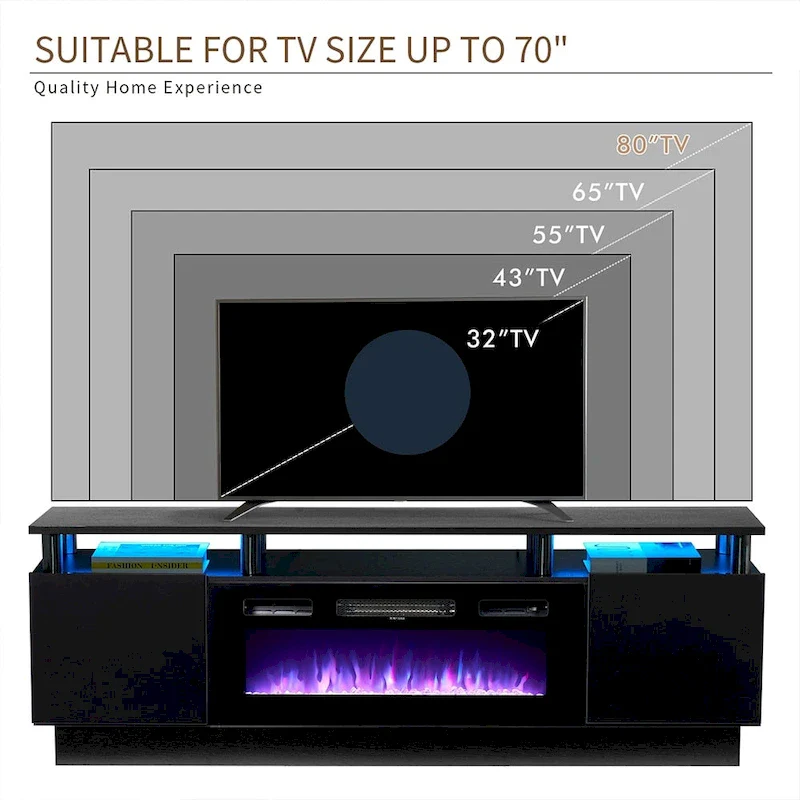 70 Fireplace TV Stand with 36 Electric Fireplace
