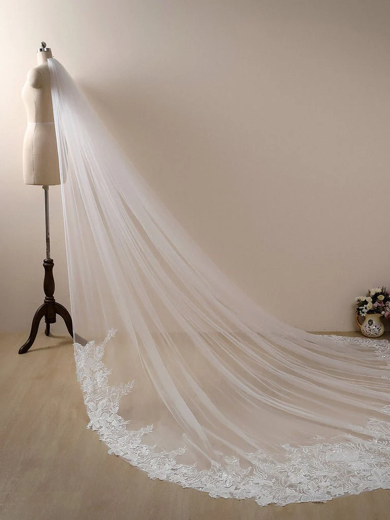 Flower Lace Cathedral Veil Bridal Veil Wedding Veil