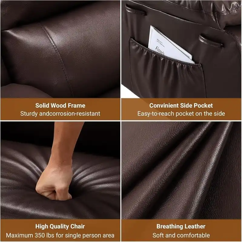 Power lift recliner chair with massage, cup holders, and side pocket.