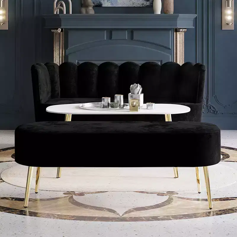ChaletPosh Velvet Sofa with Bench And Coffee Table