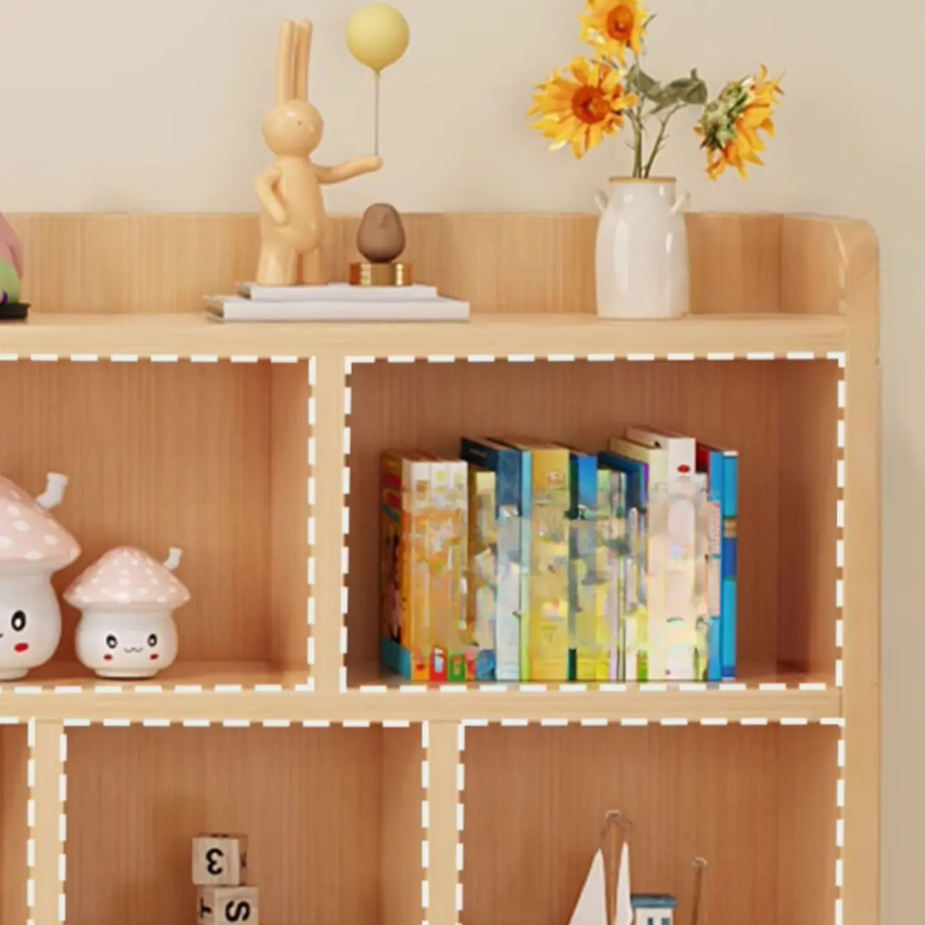 Natural Finish Durable Wooden 10-Cube Open Bookcase