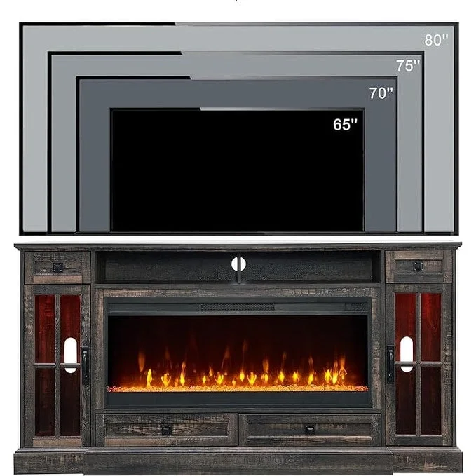 70 Farmhouse Fireplace TV Stand, Entertainment Center, Console Table