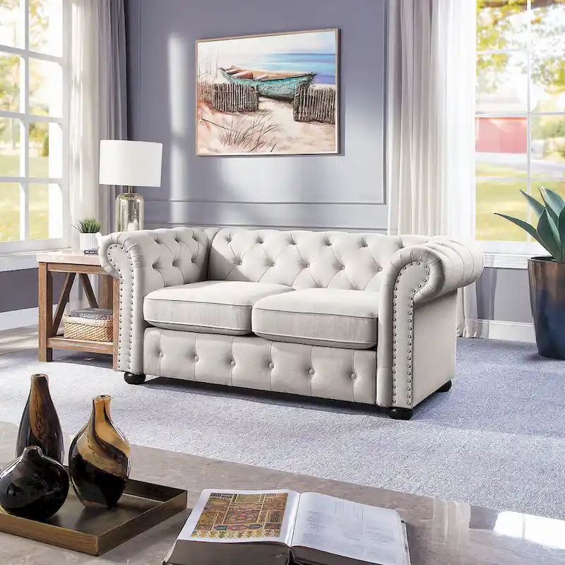 Tufted Chesterfield Loveseat Sofa