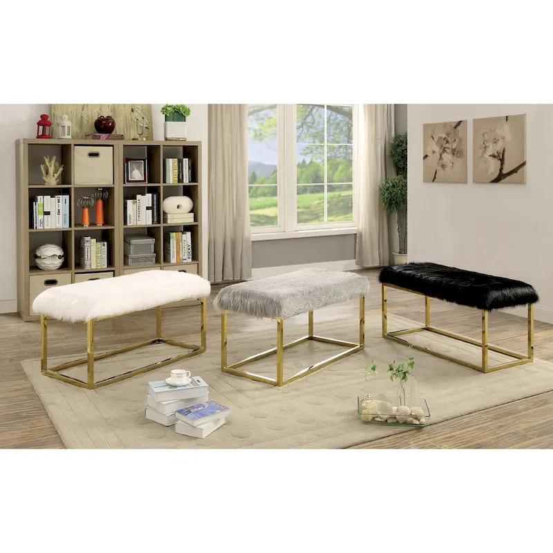 Tula Contemporary 40-inch Metal Entryway Bench by Furniture of America
