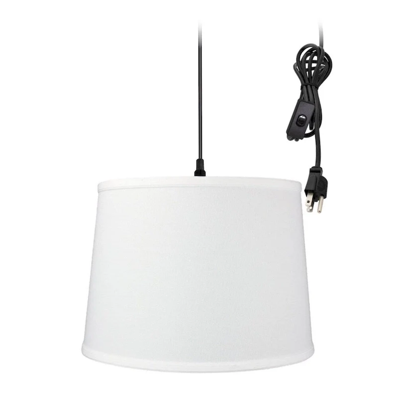 1 Light Swag Plug-In Pendant 14 w White Shade, 17