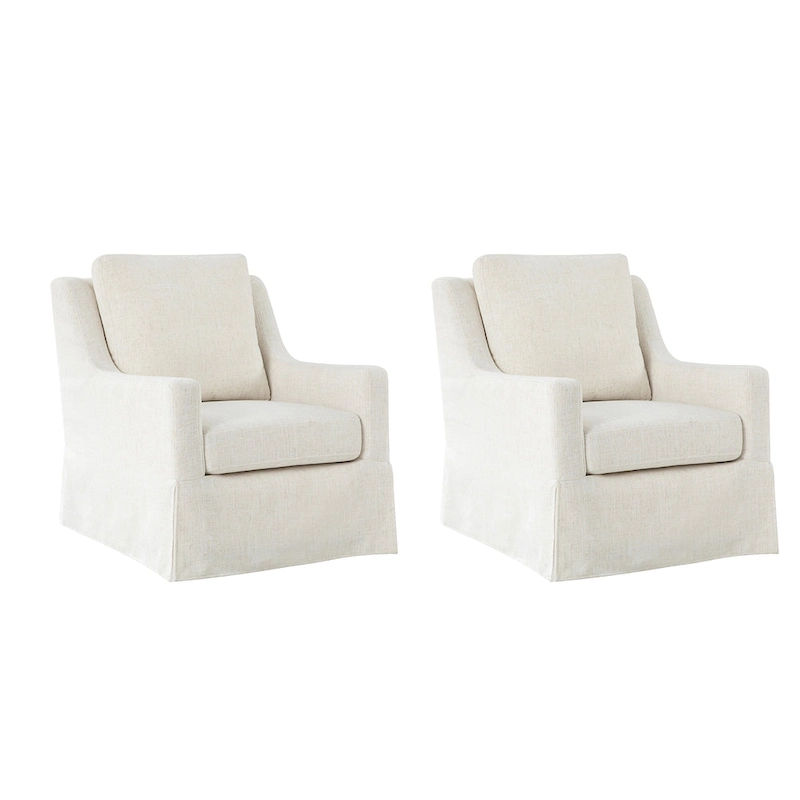 Stan Farmhouse Slipcover Rocking Swivel Chair Set of 2 by HULALA HOME