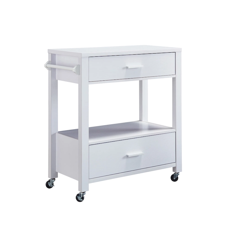 Newsom Modern 2-Drawer Caster Serving Cart with Towel Bar by Furniture of America