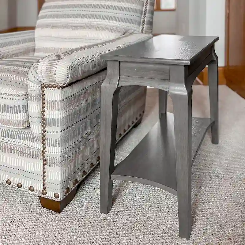 Narrow Chairside Grey Wood Table