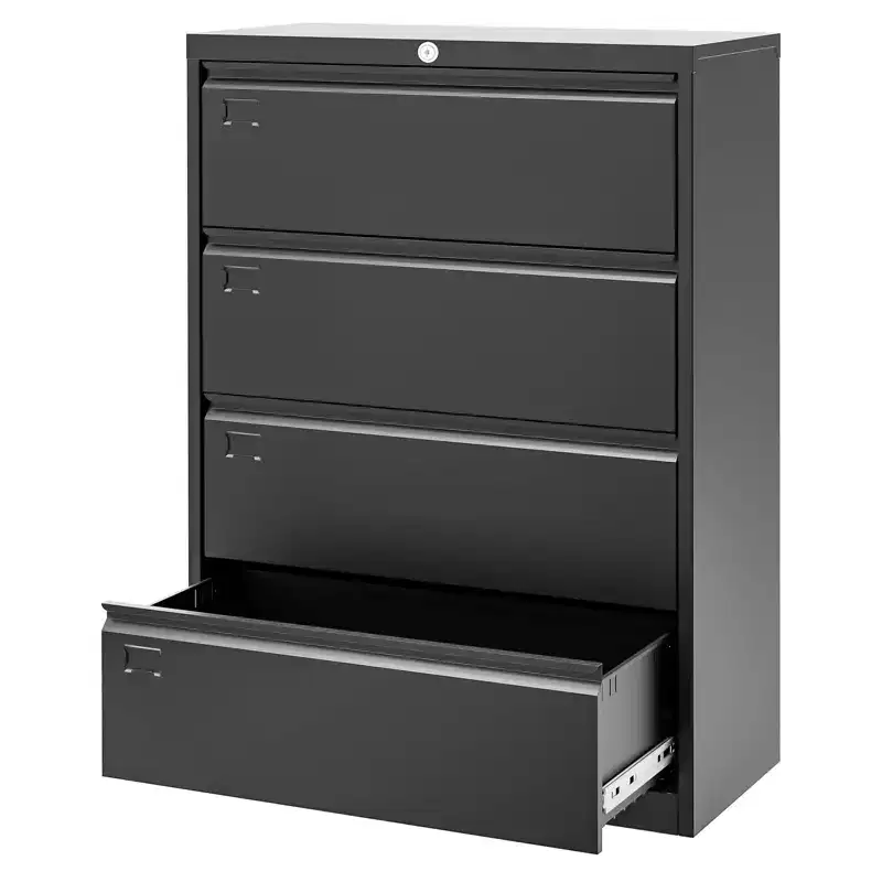 File Cabinets with Adjustable Shelf, 4 Drawer Metal Lateral Filing Organization Storage Cabinets with Lock & 2 Keys, for Letter/Legal/F4/A4 Size