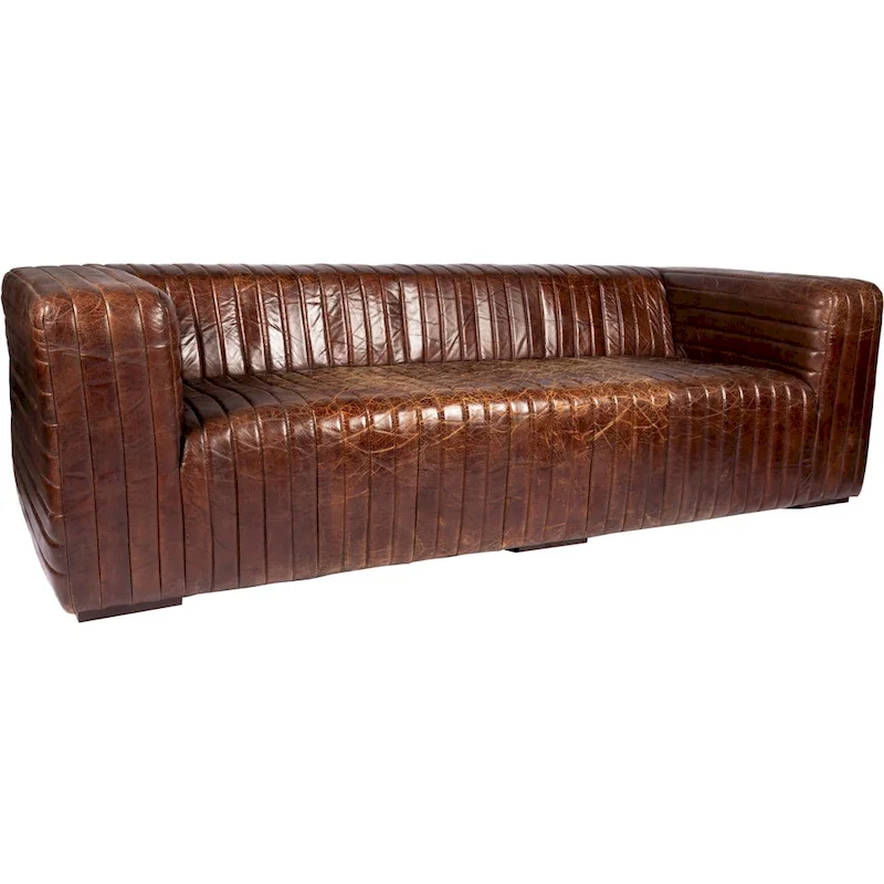 Aurelle Home Caolo Modern Channel-Stitched Leather Sofa