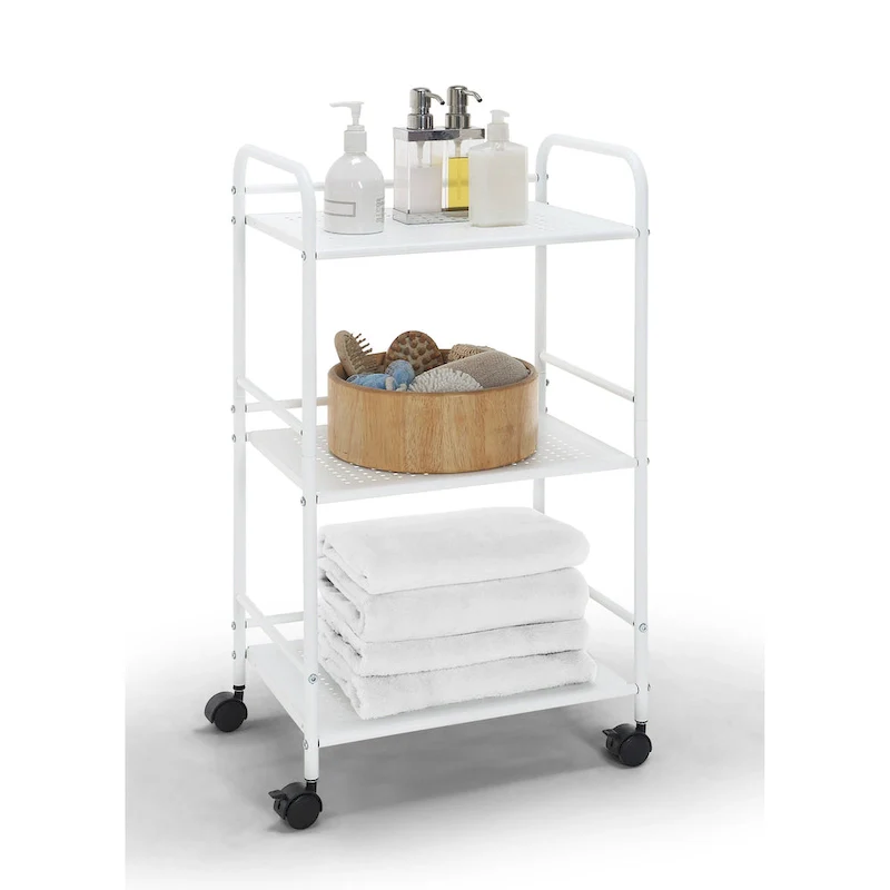 3-Tier Rolling Metal Utility Cart with Locking Casters – Single