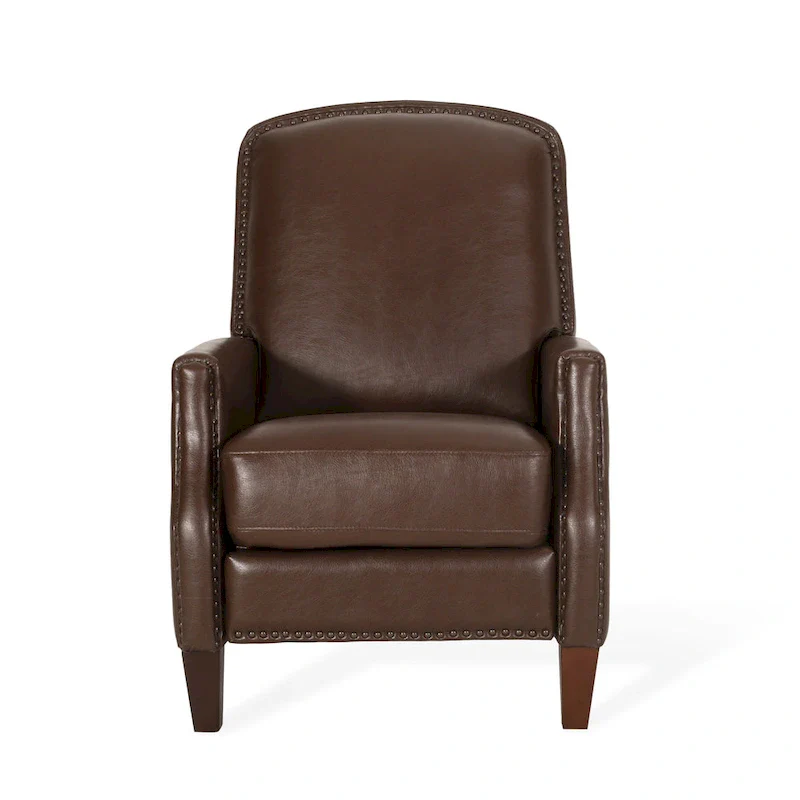Pushback Recliner Chair with Nailhead Trim & Wood Frame – 33.75x27x39 in, 300 lbs Capacity