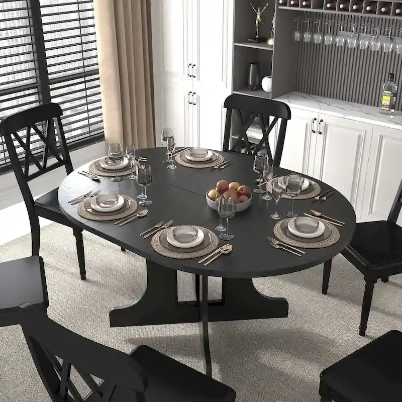 Modern Round Dining Table with Extendable Top and X Base for Family Dinners Small Spaces and Multi Scene Styling