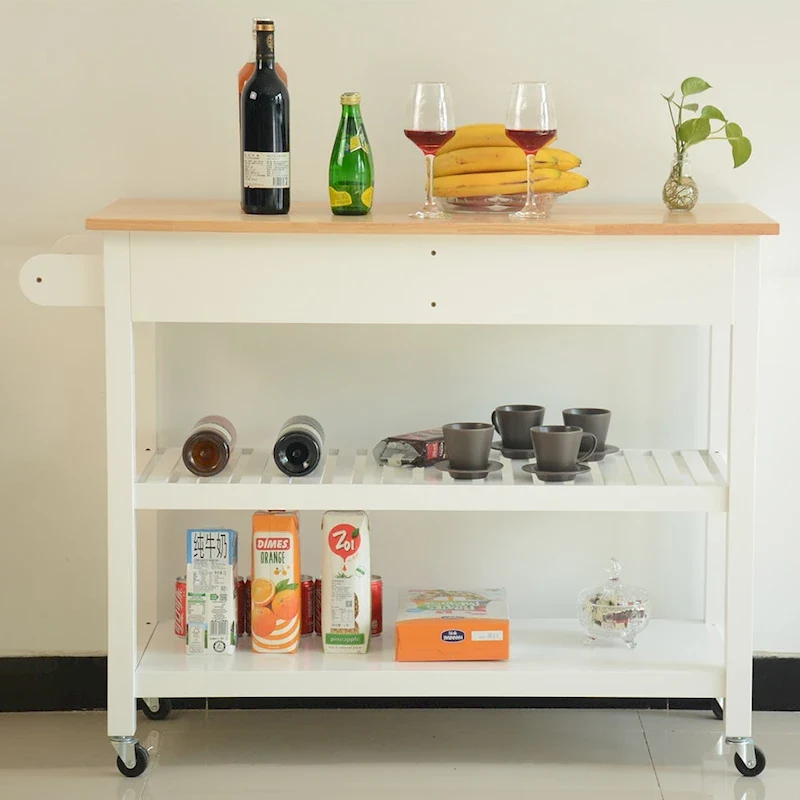 Kitchen Island Cart with Two Lockable Wheels