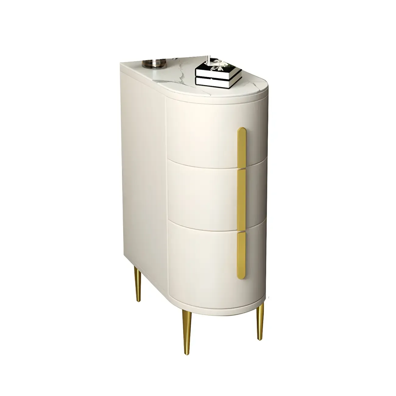 Modern Narrow Bedside Table with 3 Drawers