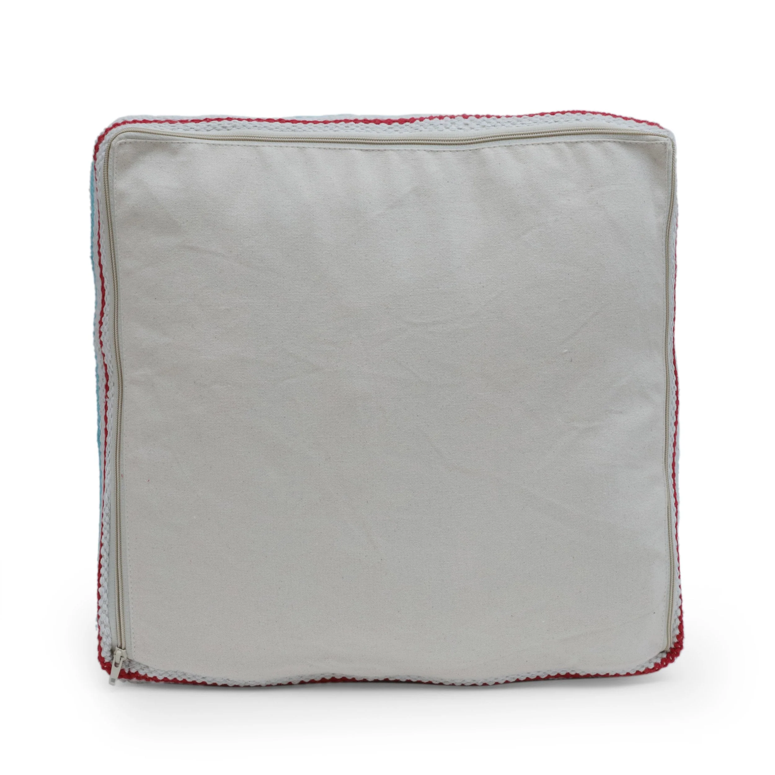 Boho Handcrafted Peruvian Print Cube Pouf - NH615413