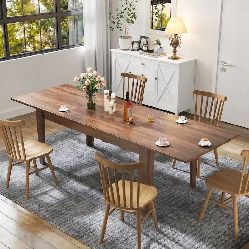Extendable Dining Table, Woodgrain, Seats 2–6