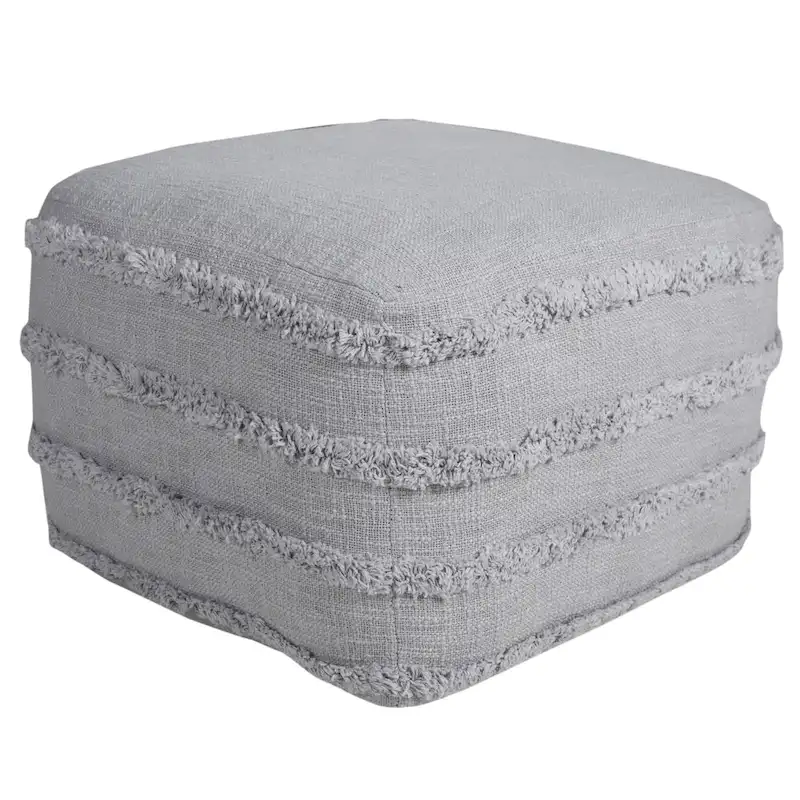 Sevita Solid Textured Stripe Pouf Ottoman