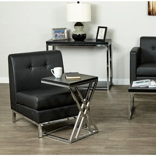 Wall Street Faux Leather Armless Chair