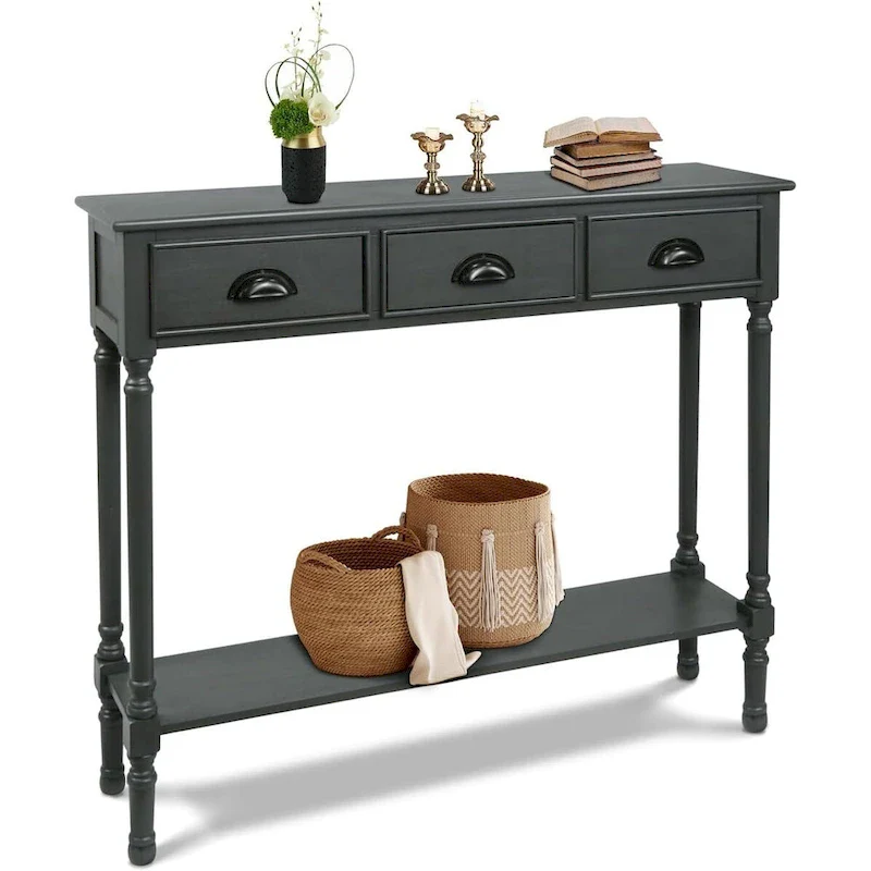 Wood 3-drawer Console Hallway Table
