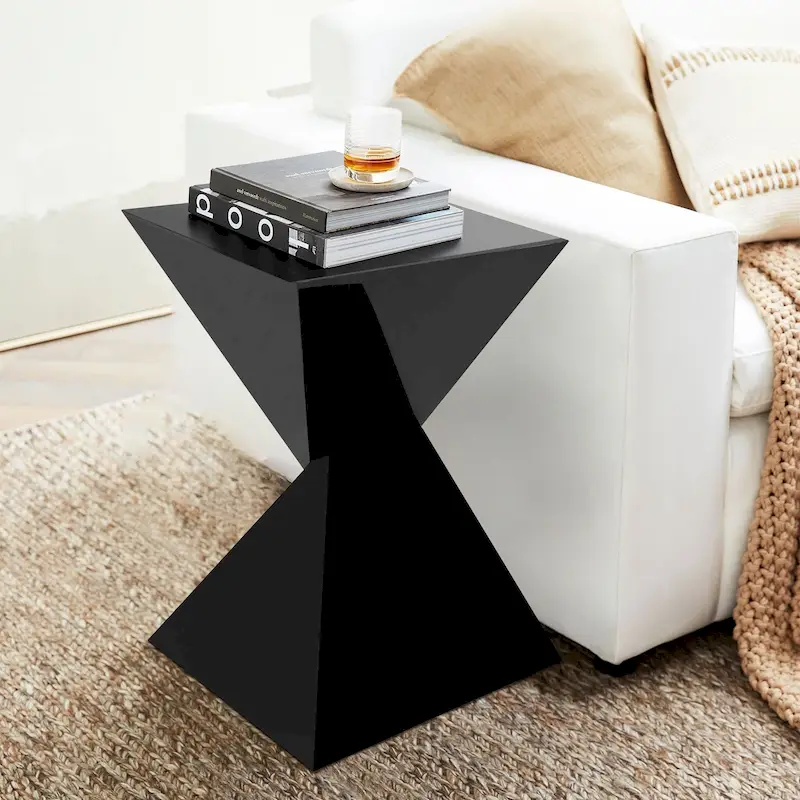 Black / White / Iridescent Acrylic Side Table – Geometric, One-Piece, Indoor & Outdoor