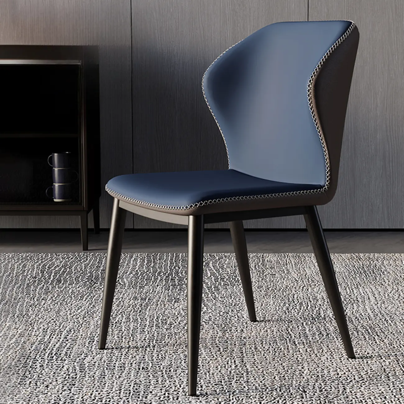 Scandinavian Faux Leather Wingback Dining Chairs