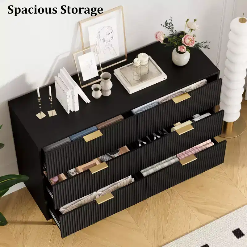6 Drawer Dresser for Bedroom, Wooden Chest of Drawers, Modern Storage Dressers, for Living Room, Closet, Hallway, Entryway