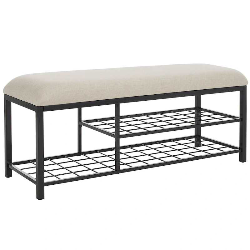 SAFAVIEH Yael Open Shelf Bench with Cushion - 42  W x 15  D x 18  H - 42Wx15Dx18H