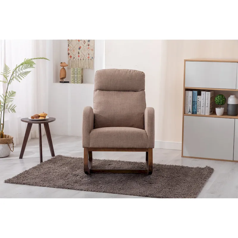 Modern 27  Upholstered Rocking Chair with Wood Legs and Side Pocket