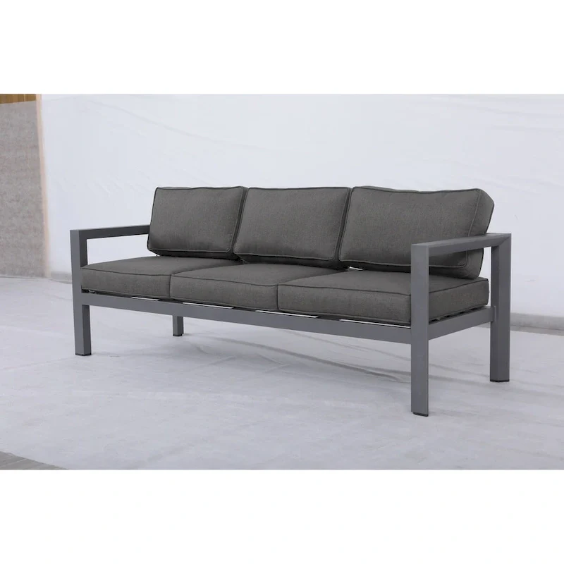 Cabo Aluminum Sofa with Gray Frame with Cushion.