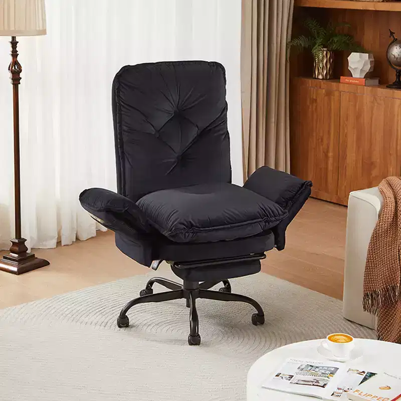 Bestier Office Chair with Footrest and Flip-Up Arms, Ergonomic High Back Criss Cross Chair with Side Pockets, Leather Cross Legged Chair with Wheels