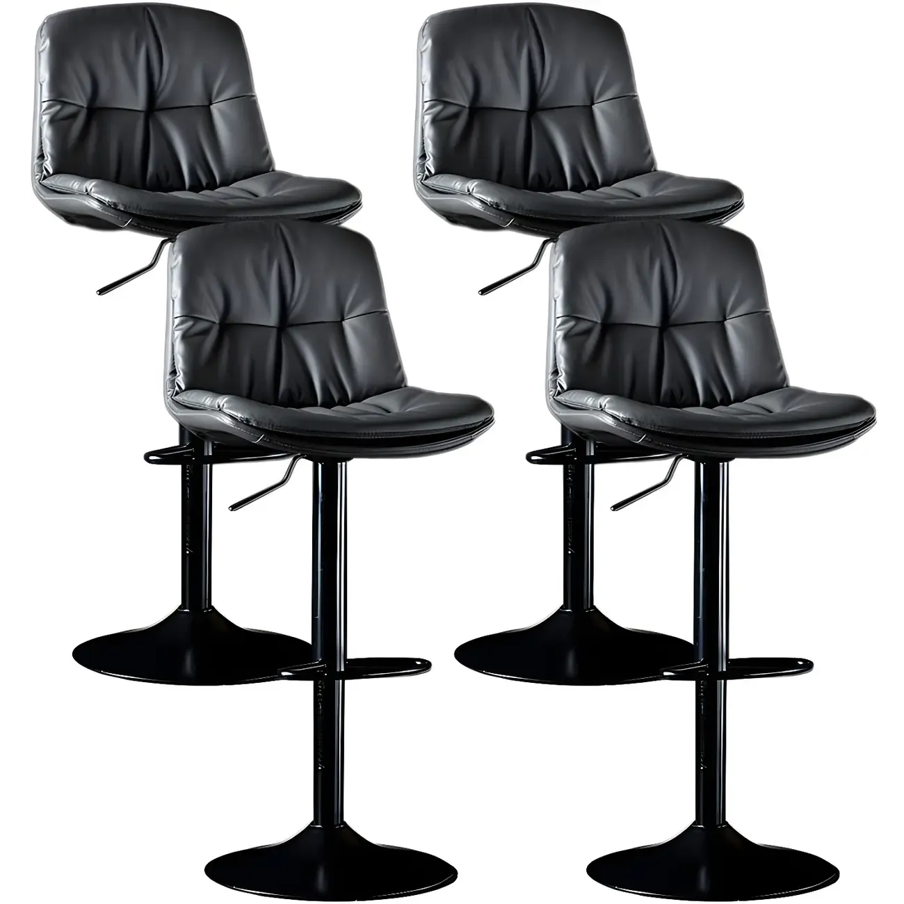 Adjustable Leather Low Back Swivel Bar Stool