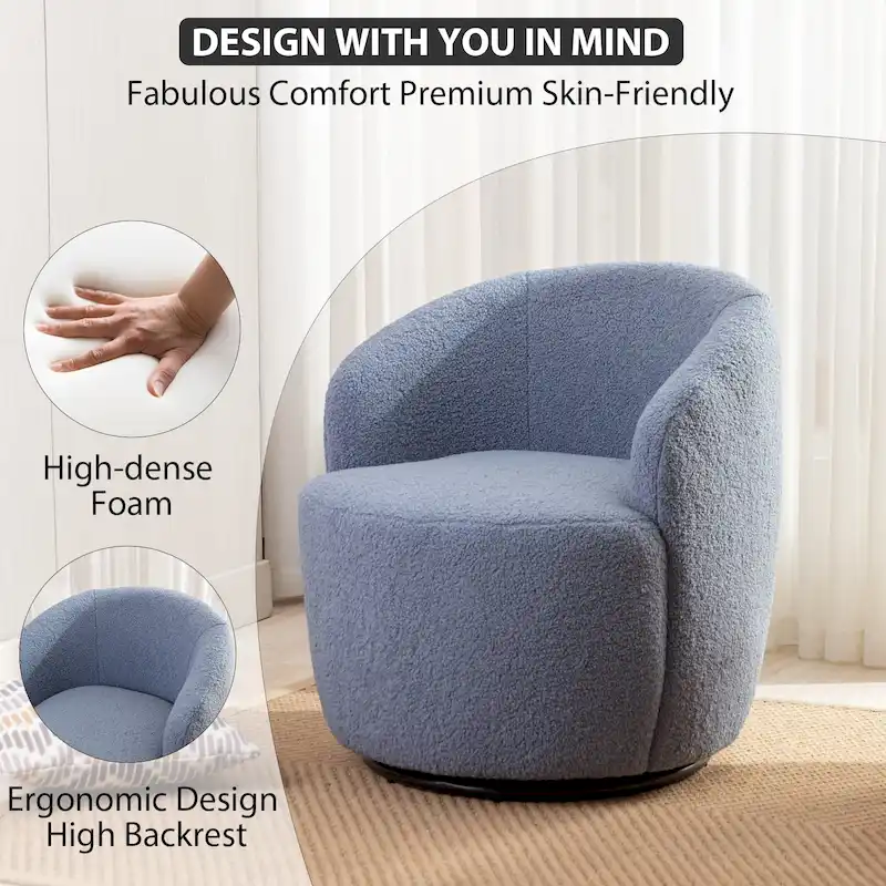Ouyessir Modern Teddy Upholstered Swivel Barrel Chair(Set of 2)