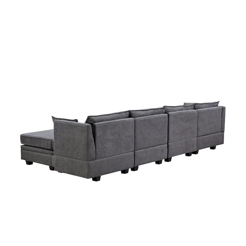 Modern U-Shape Modular Sectional Sofa, Convertible Sofa Bed with Reversible Chaise